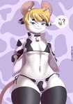 anthro bell bell_collar bikini black_bikini black_bra black_clothing black_legwear black_panties black_stockings black_swimwear black_thigh_highs black_underwear blue_eyes blue_pupils blush bottle bra buckteeth clothed clothing collar container costume cow_costume cowbell femboy jacket legwear looking_at_viewer male milk_bottle open_clothing open_jacket open_topwear panties pink_inner_ear pink_nose propositioning pupils question_mark skimpy solo speech_bubble stockings swimwear teeth thick_thighs thigh_highs tight_clothing topwear two-piece_swimsuit underwear white_clothing white_jacket white_panties white_topwear white_underwear wide_hips mr-shin marvin_(mr-shin) mammal mouse murid murine rodent 2022 hi_res