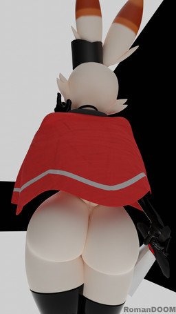 anthro bell bell_collar big_butt butt cape clothing collar female genitals handwear latex latex_clothing latex_handwear latex_legwear legwear melee_weapon nude orange_eyes simple_background small_waist smile solo sword thick_thighs weapon white_body wide_hips y_shaped_butt_crack romandoom valorlynz_(modeler) cult_of_the_lamb massive_monster_(studio) nintendo pokemon bunni_(valorlynz) red_crown_(cult_of_the_lamb) generation_8_pokemon lagomorph mammal pokemon_(species) scorbunny 3d_(artwork) 9:16 blender_(artwork) blender_cycles_(artwork) digital_media_(artwork) hi_res