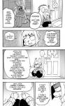anthro bed bodily_fluids clothed clothing comic cookie_(furryfight_chronicles) daigaijin dialogue duo ellipsis english_text female furniture furryfight_chronicles hi_res lagomorph leporid mammal monochrome muko rabbit rodent sciurid sweat text tree_squirrel