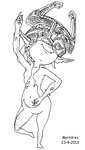 dancing eyes_closed female navel nude snaggle_tooth solo technically_nude mortdres nintendo the_legend_of_zelda twilight_princess midna humanoid imp twili hi_res sketch