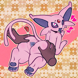 ambiguous_gender anal anus big_butt big_ears blush bodily_fluids butt butt_grab dark_sclera disembodied_hand disembodied_tongue dripping feet feral forehead_gem forked_tail gem hand_on_butt heart_shaped_pupils interspecies looking_at_viewer looking_back looking_back_at_viewer looking_pleasured oral pawpads paws pink_body pokephilia quadruped rimming saliva saliva_drip saliva_on_anus saliva_string sex soles spread_butt spreading tail toes tongue unusual_anatomy unusual_tail white_eyes greenghost339 nintendo pokemon eeveelution espeon generation_2_pokemon pokemon_(species) 1:1 absurd_res hi_res