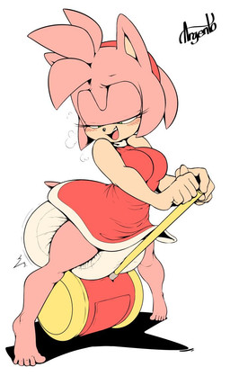 accessory anthro barefoot big_diaper blush breasts breath clothed clothing diaper diaper_squish diaper_under_clothing diaper_under_dress dress eyelashes feces feet female fur green_eyes hair hair_accessory hairband impact_lines looking_at_diaper looking_down looking_down_at_diaper motion_lines narrowed_eyes piko_piko_hammer pink_body pink_fur pink_hair pooping red_clothing red_dress red_hairband shadow simple_background soiled_diaper soiling soiling_diaper solo unclean_diaper used_diaper using_diaper wearing_diaper white_background sophiepoof sega sonic_the_hedgehog_(series) amy_rose eulipotyphlan hedgehog mammal signature
