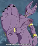 balls barefoot dialogue erection feet foot_fetish foot_focus genitals male nude penis soles solo foot_ninja15 dragon_ball dragon_ball_super beerus humanoid absurd_res digital_drawing_(artwork) digital_media_(artwork) hi_res