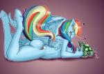 2014 <3 anthro anthrofied blue_fur blush cutie_mark duo equine eyes_closed female fetlocks friendship_is_magic fuf fur hair happy legs_up lying male mammal multi-colored_hair my_little_pony nude on_front pegasus rainbow_dash_(mlp) rainbow_hair smile straight tank_(mlp) tortoise wings
Rating: Questionable
Score: 21
User: lemongrab
Date: April 14, 2014