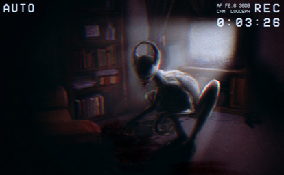 ambiguous_gender backlighting biped blood blood_drip blood_on_ground blood_splatter bodily_fluids bookshelf camera_view chair creepy crouching curtains dark dripping electronics eyeless furniture horror_(theme) inside light night solo static teeth television television_static text timestamp white_text window louceph demon humanoid 2019 artist_name digital_media_(artwork) digital_painting_(artwork) english_text full-length_portrait hi_res lighting painting_(artwork) portrait