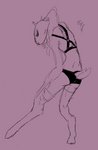 ambiguous_gender anthro clothing digitigrade horn legwear long_ears rear_view short_tail skinny solo stockings tail underwear revcinnamon_(artist) cyan_(cyantmov) bovid bovine caprine goat mammal hi_res