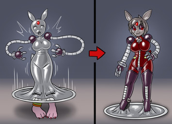 clothing colored_nails corruption cybernetics digital_eyes drone dronification feet female forced fur grey_body grey_fur latex machine mind_control nails nanites pink_body pink_fur red_eyes robotic_arm screaming solo transformation uniform zerotwo9s eggman_empire eggman_logo sega sonic_the_hedgehog_(series) fan_character milky_rivas trojanbot_(chaoscroc) lagomorph leporid mammal rabbit robot hi_res