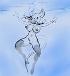 anthro big_breasts blue_background bracelet breasts bubble clothing ear_piercing ear_ring female genitals hair jewelry legwear legwear_only long_tail looking_at_viewer mostly_nude piercing pool pussy ring_piercing short_hair simple_background solo stockings stockings_only swimming tail thin_tail underwater water byondrage viktoria_(byondrage) mammal mouse murid murine rodent absurd_res hi_res sketch