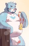 anthro balls beard belly big_belly blue_body blush countershading facial_hair genitals humanoid_genitalia humanoid_hands humanoid_penis kemono male mature_male moobs nipples overweight overweight_male penis solo pixiv_id_54092237 bonasiah full_attack sophring_jie bear mammal 2022 absurd_res hi_res