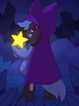 ambiguous_gender anthro blue_arms blue_body blue_fingers blue_hair blue_hands cloak clothing digitigrade hair purple_cloak purple_clothing red_eyes solo standing star usv02 nintendo pokemon generation_4_pokemon pokemon_(species) riolu 2025 3:4 animated hi_res loop