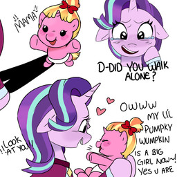 aged_down asking asking_another beady_eyes black_eyes blonde_mane blue_mane blush blush_lines bodily_fluids carrying_another clothed clothed_female clothed_feral clothing crying dialogue diaper duo eye_through_mane eyelashes eyelashes_through_mane eyes_closed female female_feral feral fur happy heart_symbol hooves horn larger_female larger_feral lidded_eyes light love mane medium_mane multicolored_mane neonate nickname no_eyebrows open_mouth open_smile orange_mane orange_tail pink_body pink_fur pink_horn purple_body purple_fur purple_horn purple_mane quadruped question red_clothing red_hair_bow red_mouth red_suit size_difference smaller_female smaller_feral smile smiling_at_another smiling_at_each_other suit tail tears tears_of_joy text thin_eyebrows two_tone_mane two_tone_tail unguligrade unicorn_horn walking yelling yelling_at_another yellow_tail young young_female young_feral wolflly10 friendship_is_magic hasbro my_little_pony mythology luster_dawn_(mlp) starlight_glimmer_(mlp) equid equine mammal mythological_creature mythological_equine unicorn 1:1 2025 absurd_res colored digital_drawing_(artwork) digital_media_(artwork) english_description english_text hi_res lighting multiple_scenes shaded daughter_(lore) mother_(lore) mother_and_child_(lore) mother_and_daughter_(lore) parent_(lore) parent_and_child_(lore) parent_and_daughter_(lore)