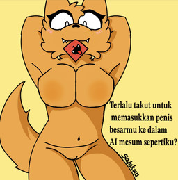 anthro big_breasts breasts clothed clothing condom condom_in_mouth condom_wrapper female fur long_tail mouth_hold object_in_mouth orange_body orange_fur pose sexual_barrier_device skimpy standing tail thick_thighs sadakwa mau_makan_apa xenobot-72 felid feline mammal hi_res