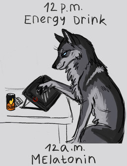 ambiguous_feral ambiguous_gender black_body black_ears black_fur black_nose blue_eyes cheek_tuft chest_tuft drawing_tablet facial_tuft feral fur grey_background grey_body grey_fur holding_tablet_pen mouth_closed neck_tuft side_view simple_background solo text tuft heatherwolf canid canine canis mammal wolf english_text sketch