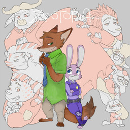 anthro beverage blue_eyes briefcase clothing container countershading cup dessert doughnut duo electronics eyewear female food fur glasses green_eyes grey_body grey_fur horn ice_cream leaf long_ears male multicolored_body multicolored_fur necktie notched_ear orange_body orange_fur pastry phone police police_uniform purple_eyes size_difference sunglasses text two_tone_body two_tone_fur uniform いえもん disney zootopia benjamin_clawhauser chief_bogo dawn_bellwether finnick_(zootopia) judy_hopps leodore_lionheart michael_tanuyama nick_wilde tiger_dancer_(zootopia) bovid bovine canid canine cape_buffalo caprine cheetah cricetid domestic_sheep felid feline fennec_fox fox lagomorph lemming leporid lion mammal pantherine rabbit raccoon_dog red_fox rodent sheep tanuki tiger true_fox 1:1 2016 english_text