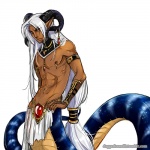 apode armband bottomwear bracelet clothing ear_piercing furgonomics furry-specific_piercing hair horn horn_piercing jewelry legless loincloth long_hair male necklace nipple_piercing nipples piercing red_eyes serpentine simple_background solo split_form white_background white_hair dagger_leonelli draconcopode humanoid lamia reptile scalie snake 1:1 2012