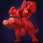 2_penises abs anthro balls blue_background dickhead dicknipples diphallism genitals glans horizontal_diphallism humanoid_genitalia humanoid_penis male multi_genitalia multi_penis muscular muscular_male nude penis plantigrade simple_background solo standing unusual_anatomy unusual_genitalia_placement unusual_penis_placement urethra kittykage scalie absurd_res hi_res