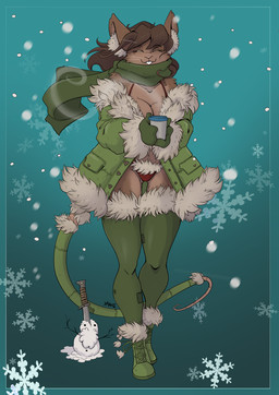 anthro big_breasts bikini boots breasts brown_body brown_fur brown_hair buckteeth clothing coat dagger female footwear fur fur_lined_clothing furgonomics green_boots green_clothing green_coat green_footwear green_legwear green_scarf green_thigh_highs green_topwear hair handwear legwear melee_weapon mittens red_bikini red_clothing red_swimwear scarf shoes snow snowing snowman solo swimwear tail tail_clothing tail_warmer teeth thigh_highs topwear two-piece_swimsuit weapon winter_coat yawg warhammer_(franchise) nibbles_(yawg) mammal murid murine rat rodent skaven 2025 hi_res