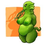 big_breasts bodily_fluids breasts drooling female gills green_body green_skin inverted_nipples long_tongue multi_tongue nipples nude saliva slightly_chubby slime smile solo tail tongue warts white_eyes md34 ben_10 cartoon_network upchuck_(ben_10) alien gourmand_(ben_10) perk_gourmand 1:1 2022