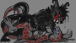 anthro anthro_on_anthro black_body black_nose black_tongue duo fangs female grey_background grey_body grey_scales lying male male/female multicolored_tongue nude on_back open_mouth red_eyes red_sclera red_spots red_tongue scales simple_background spots teeth tongue tongue_out two_tone_tongue acidic canid canine goo_creature mammal scalie 16:9 widescreen