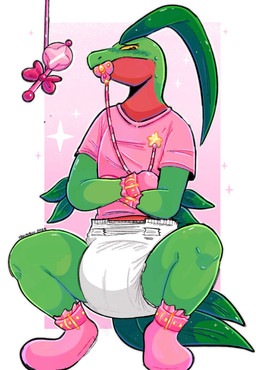 2_tails abdl abstract_background adult_baby ageplay anthro baby_rattle blush blush_lines bodily_fluids booties clean_diaper clothed clothing countershade_body countershade_face countershade_neck countershade_scales countershade_snout countershade_torso countershading crossed_arms crouching cuff_(restraint) diaper diaper_fetish diaper_tape embarrassed glistening glistening_arms glistening_bodily_fluids glistening_body glistening_clothing glistening_cuff_(restraint) glistening_eyes glistening_handwear glistening_head glistening_leaves glistening_legs glistening_mittens glistening_shirt glistening_sweat glistening_thighs glistening_topwear gradient_background green_arms green_body green_face green_legs green_scales green_snout green_upper_jaw handwear head_leaf iconography infantilism leaf leaf_tail lean_body lean_muscle lean_muscles leaves_on_arms leaves_on_body looking_at_viewer male mittens multi_tail multicolored_face multicolored_neck object_in_mouth pacifier pacifier_clip pacifier_cord pacifier_in_mouth pantsless pantsless_anthro pantsless_male pink_baby_rattle pink_background pink_booties pink_clothing pink_cord pink_handwear pink_mittens pink_rattle pink_shirt pink_topwear plant pokemorph rattle red_body red_countershading red_face red_lower_jaw red_scales red_snout red_throat red_torso red_underbelly restraints roleplay scales shirt simple_background snout solo sparkles squatting_pose star star_clip striped_cord sweat sweatdrop tail text three-quarter_view topwear ventral_scales wearing_diaper white_background white_diaper yellow_eyes yellow_sclera fructoruu nintendo pokemon dino_evergreen fan_character dinosaur dromaeosaurid elemental_creature flora_fauna generation_3_pokemon grovyle pokemon_(species) prehistoric_species reptile saurischian scalie theropod 2025 artist_name colored colored_sketch digital_drawing_(artwork) digital_media_(artwork) hi_res portrait sketch
