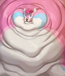 anthro blue_body blue_eyes blue_fur blue_hair front_view fur glistening glistening_eyes hair inner_ear_fluff licking licking_lips licking_own_lips male morbidly_obese multicolored_hair obese overweight overweight_male pink_body pink_ears pink_eyes pink_fur pink_hair pink_tongue short_hair solo text tongue tongue_out tuft two_tone_hair white_body white_fur white_inner_ear_fluff roobin canid mammal artist_name hi_res