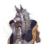 anthro biceps black_nose claws clothing countershading fur hair hoodie male solo topwear ty_arashi lifewonders tokyo_afterschool_summoners seth_(tas) canid canine canis jackal mammal 2018