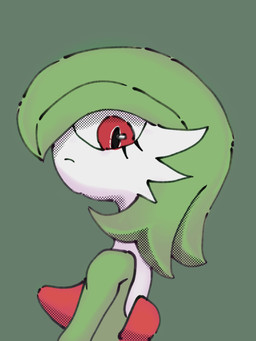alternate_hairstyle ambiguous_gender chest_spike eyelashes green_background green_body green_hair hair looking_back pseudo_hair red_eyes side_view simple_background solo spikes spikes_(anatomy) white_body sublender1234 nintendo pokemon gardevoir generation_3_pokemon humanoid pokemon_(species) 2025 3:4 digital_drawing_(artwork) digital_media_(artwork) hi_res