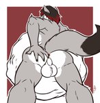 abdominal_bulge after_vore ambiguous_gender ambiguous_prey anthro anthro_pred anthro_prey anus backsack balls belly big_belly biped bottomwear bulge butt butt_grab cheek_tuft claws clothing detailed_bulge digestion eyebrows facial_tuft fatal_vore fingers forced fully_inside fur genitals grin hair hand_on_butt humanoid_genitalia imminent_death imprints inside_stomach kerchief looking_at_viewer looking_back male male_pred nude oral_vore pants plantigrade presenting presenting_hindquarters raised_tail same_size_vore sharp_teeth shirt short_hair simple_background smile soft_vore solo stretched_stomach struggling struggling_prey tail teeth topwear tuft unseen_prey unwilling_prey vore tanio anonymous_character ian_naxieas canid canine canis mammal unknown_species wolf 2022 absurd_res colored digital_media_(artwork) flat_colors hi_res