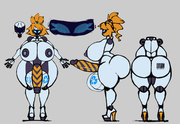 barcode big_breasts big_penis breasts clothing footwear genitals gynomorph high_heels intersex machine penis shoes solo bre-3 robot hi_res