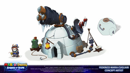 anthro backpack beverage_dispenser black_bottomwear black_clothing black_handwear black_mittens black_pants blue_clothing blue_coat blue_eyes blue_hat blue_headwear blue_topwear bottomwear brown_backpack clothed clothed_anthro clothed_male clothing coat container cooking_pot copyright_symbol cup doorway drinking_straw eyewear eyewear_on_head fully_clothed fully_clothed_anthro fully_clothed_male fur furniture goggles goggles_on_head handwear hat hat_on_ear headgear headwear holding_container holding_cup holding_mug holding_object holding_tea_bag ice icicle igloo lamp lantern lidded_eyes long_ears looking_at_viewer male male_anthro mittens mug noseless orange_helmet pants pipe pockets sack satellite_dish simple_background snowshoes solo standing stump symbol table tan_eyelids tan_inner_ear tea_bag text title topwear white_background white_body white_fur year zipper federico_maria_cugliari mario_plus_rabbids_sparks_of_hope nintendo raving_rabbids rayman_(series) ubisoft dr._vent lagomorph mammal rabbid 16:9 2022 4k absurd_res adobe_photoshop_(artwork) artist_name digital_drawing_(artwork) digital_media_(artwork) english_description english_text hi_res multiple_images official_art widescreen