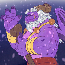 anthro beard bottomwear bracelet cane claws clothing elderly elderly_anthro elderly_male eyebrows eyewear facial_hair glasses gold_(metal) gold_bracelet gold_jewelry hair holding_cane holding_object horn jewelry loincloth male mature_anthro mature_male muscular muscular_anthro muscular_male necklace purple_body purple_scales raised_hand scales scar smile snow solo thick_eyebrows underbite white_hair wings dorihey activision mythology spyro_reignited_trilogy spyro_the_dragon asher_(spyro) rescued_dragons_(spyro) dragon mythological_creature mythological_scalie reptile scalie hi_res