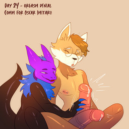 2_penises animal_genitalia animal_penis anthro bodily_fluids claws cum duo equine_genitalia equine_penis eyewear eyewear_only finger_claws flared_penis genital_fluids genital_piercing genitals glasses glasses_only hand_on_another's_penis hand_on_penis leaking_cum leaking_precum male male/male masturbation medial_ring mismatched_animal_penis mismatched_genitalia mismatched_penis motion_lines multi_genitalia multi_penis nipple_piercing nipples nude orgasm_denial penis penis_piercing piercing precum prince_albert_piercing smug smug_face smug_grin text wearing_glasses fruitlooms nova_(novathewicker) oscar_imitaru_(some_dumm_wah) some_dumm_wah_(character) ailurid mammal red_panda wickerbeast 1:1 english_text