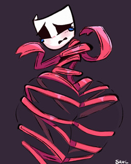 big_butt bodily_fluids butt butt_focus embarrassed female female_humanoid mask not_furry solo standing tears thick_thighs translucent translucent_body wide_hips notsawl glitch_productions the_amazing_digital_circus gangle_(tadc) animate_inanimate fabric_creature humanoid living_mask 4:5 hi_res