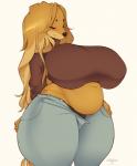 anthro belly belly_folds belly_overhang belly_rolls big_breasts black_clothing black_panties black_underwear blush breasts clothed clothing cropped_sweater curvy_figure deep_navel female hair hand_on_hip huge_breasts huge_thighs long_hair love_handles mature_anthro mature_female midriff navel overweight overweight_anthro overweight_female panties potbelly simple_background slightly_chubby solo sweater text thick_thighs topwear underwear voluptuous white_background wide_hips cherrikissu mabel_(cherrikissu) canid canine canis domestic_dog hunting_dog mammal saluki sighthound 2018 digital_media_(artwork) hi_res signature