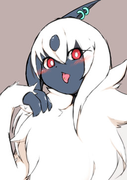 anthro claws female finger_claws fur hair looking_at_viewer piercing red_eyes solo tongue tongue_piercing white_body white_fur white_hair absolutezero471 nintendo pokemon absol generation_3_pokemon pokemon_(species) absurd_res hi_res
