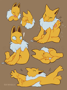 acting_like_a_cat ambiguous_gender animal_behavior brown_background covering covering_face exclamation_point feral fur personal_grooming scratching_neck simple_background solo text twitter_handle white_body white_fur yellow_body shrimposaurus nintendo pokemon generation_1_pokemon hypno_(pokemon) pokemon_(species) 3:4 artist_name hi_res url watermark