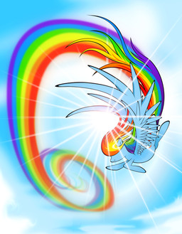 blue_body blue_feathers cutie_mark day feathered_wings feathers female feral flying hair hooves multicolored_hair nude outside rainbow_hair sky solo sun wings flamevulture17 friendship_is_magic hasbro my_little_pony mythology rainbow_dash_(mlp) equid equine mammal mythological_creature mythological_equine pegasus absurd_res hi_res