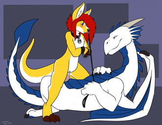 andromorph andromorph/male andromorph_on_top andromorph_penetrated anthro bodily_fluids collar cowgirl_position cuff_(restraint) cum cum_in_vagina cum_inside dominant dominant_male duo erection facial_piercing from_front_position fur genital_fluids genitals grin hair handcuffs holding_leash holding_object intersex intersex/male intersex_on_top intersex_penetrated interspecies larger_dom larger_male leash leash_pull male male_on_bottom male_penetrating male_penetrating_andromorph male_penetrating_intersex metal_cuffs name_tag nose_piercing nose_ring nude on_bottom on_top penetration penis piercing restraints ring_piercing septum_piercing sex shackles size_difference smaller_andromorph smaller_intersex smaller_penetrated smile submissive submissive_andromorph submissive_intersex tail vulva pmoss mythology espilonarge telroth dragon kangaroo macropod mammal marsupial mythological_creature mythological_scalie scalie