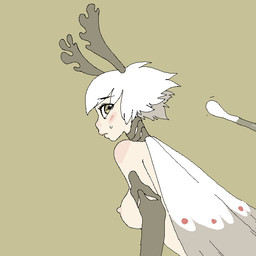 bodily_fluids breasts cotton_swab female insect_wings looking_back monster_girl_(genre) nervous nipples nude simple_background solo sweat wings drawer_(artist) drawersden animal_humanoid arthropod humanoid insect lepidopteran moth 1:1 2016 digital_media_(artwork)