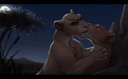 black_bars bodily_fluids dark duo female female/female feral feral_on_feral french_kissing fur kissing lying moon multicolored_body multicolored_fur night on_back on_top plant saliva sky star tan_body tan_fur tree two_tone_body two_tone_fur dynexia disney the_lion_king kiara_(the_lion_king) vitani_(the_lion_king) felid lion mammal pantherine 2022 letterbox