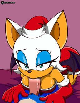 all_fours anthro breasts christmas_clothing christmas_headwear clothing costume duo erection fellatio female genitals hat headgear headwear holidays looking_at_viewer male nude oral penile penis santa_costume santa_hat sex wings vagabundovir2a1 christmas sega sonic_the_hedgehog_(series) rouge_the_bat sonic_the_hedgehog bat eulipotyphlan hedgehog mammal 2025 absurd_res hi_res