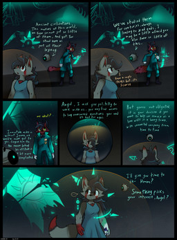 anthro base_three_layout black_nose blockage_(layout) brown_body brown_fur clothed clothing curious dialogue duo ellipsis female fur gloves glowing grey_body hair handwear hologram horizontal_blockage horizontal_staggering looking_at_viewer magic male multicolored_body multicolored_fur orange_body orange_eyes question_mark shield simple_background six_frame_image staggering_(layout) surprised text three_row_layout uniform whiskers yellow_eyes e-01 angel_(code01) jenna_(code01) canid canine canis domestic_cat felid feline felis hybrid hyena mammal mexican_wolf spotted_hyena wolf absurd_res comic digital_media_(artwork) english_text hi_res