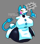 alternative_fashion anthro big_breasts big_butt breasts butt cyberpop dialogue female hand_on_hip huge_breasts huge_butt huge_hips huge_thighs hyper hyper_breasts hyper_butt j-fashion machine nipple_outline open_mouth solo speech_bubble text thick_thighs wide_hips uglychickenbones deltarune undertale_(series) tasque_manager darkner felid feline mammal robot 2023 artist_name english_text portrait three-quarter_portrait