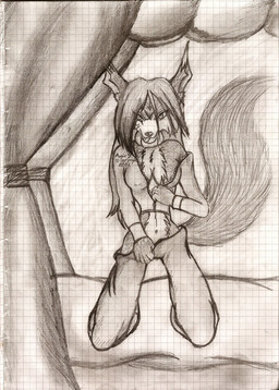 anthro bed bent_arm bent_legs clothing collar copyright_symbol extended_arm female furniture graph_paper kneeling moon solo symbol tail tattoo tongue tongue_out undressing wavy_tail year moonthewerewolf mythology canid canine canis mammal mythological_canine mythological_creature werecanid werecanine werecreature werewolf wolf 2008 dated greyscale monochrome sketch unavailable_at_source
