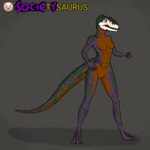 abs anthro athletic athletic_anthro athletic_female bodypaint face_paint female green_body green_scales lipstick makeup muscular muscular_female orange_body orange_scales purple_body purple_scales scales scar solo the_nameless_guy joker carcharodontosaurid dinosaur giganotosaurus prehistoric_species reptile scalie theropod 1:1 hi_res