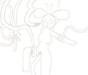 3_eyes anthro breasts duo exclamation_point female genitals interrobang multi_eye nipples non-mammal_nipples penetration question_mark tentacles vulva piebunny lagomorph leporid mammal rabbit hi_res