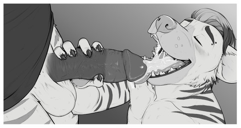 anthro anthro_on_anthro anthro_penetrated anthro_penetrating anthro_penetrating_anthro balls bodily_fluids border circumcised circumcision_scar clothing cum cum_in_mouth cum_inside duo erection eyebrow_piercing eyes_closed facial_piercing fellatio fur genital_fluids genital_scar genitals holding_penis humanoid_genitalia humanoid_penis male male/male male_penetrated male_penetrating male_penetrating_male nipples open_mouth open_smile oral penetration penile penis penis_in_mouth piercing scar sex shirt smile standing striped_body striped_fur stripes teeth tongue topwear white_border homogenousrule thesiggy felid hyena mammal pantherine striped_hyena tiger 2023 black_and_white hi_res monochrome