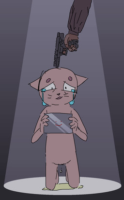 ambiguous_gender anthro bodily_fluids brown_body brown_fur clothing cp33 crying duo fur genital_fluids gloves gun handgun handwear holding_object imminent_death kneeling mirror nullo peeing pistol ranged_weapon shirt solo_focus tears topwear urine watersports weapon wetting young young_anthro conditional_dnp evepoesy theo_(euskuuy) domestic_cat felid feline felis mammal 2021 digital_drawing_(artwork) digital_media_(artwork) hi_res