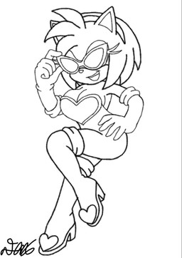 accessory antenna_hair anthro armwear big_breasts bodysuit boots breasts clothing cosplay elbow_gloves eyewear female footwear gloves hair handwear headband high_heeled_boots high_heels legwear pointy_ears shoes short_hair skinsuit smile solo sunglasses thigh_boots thigh_highs tight_clothing pristine-beach sega sonic_the_hedgehog_(series) amy_rose rouge_the_bat eulipotyphlan hedgehog mammal monochrome signature