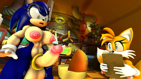 anthro balls big_balls big_breasts big_penis blue_body blue_eyes blue_fur breasts clothing crossgender duo female fur genitals gloves green_eyes hair handwear nipples nude penis boiboi9999 passbass sega sonic_the_hedgehog_(series) miles_prower sonic_the_hedgehog canid canine eulipotyphlan fox hedgehog mammal 16:9 3d_(artwork) 4k absurd_res digital_media_(artwork) hi_res source_filmmaker_(artwork) widescreen